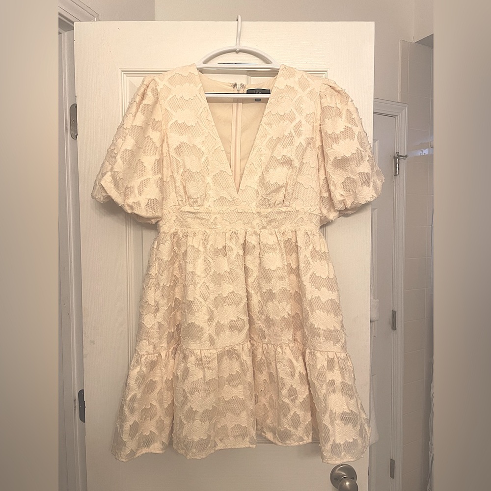 Lulu’s Women’s Textured Pale Yellow Bubble Large Dress